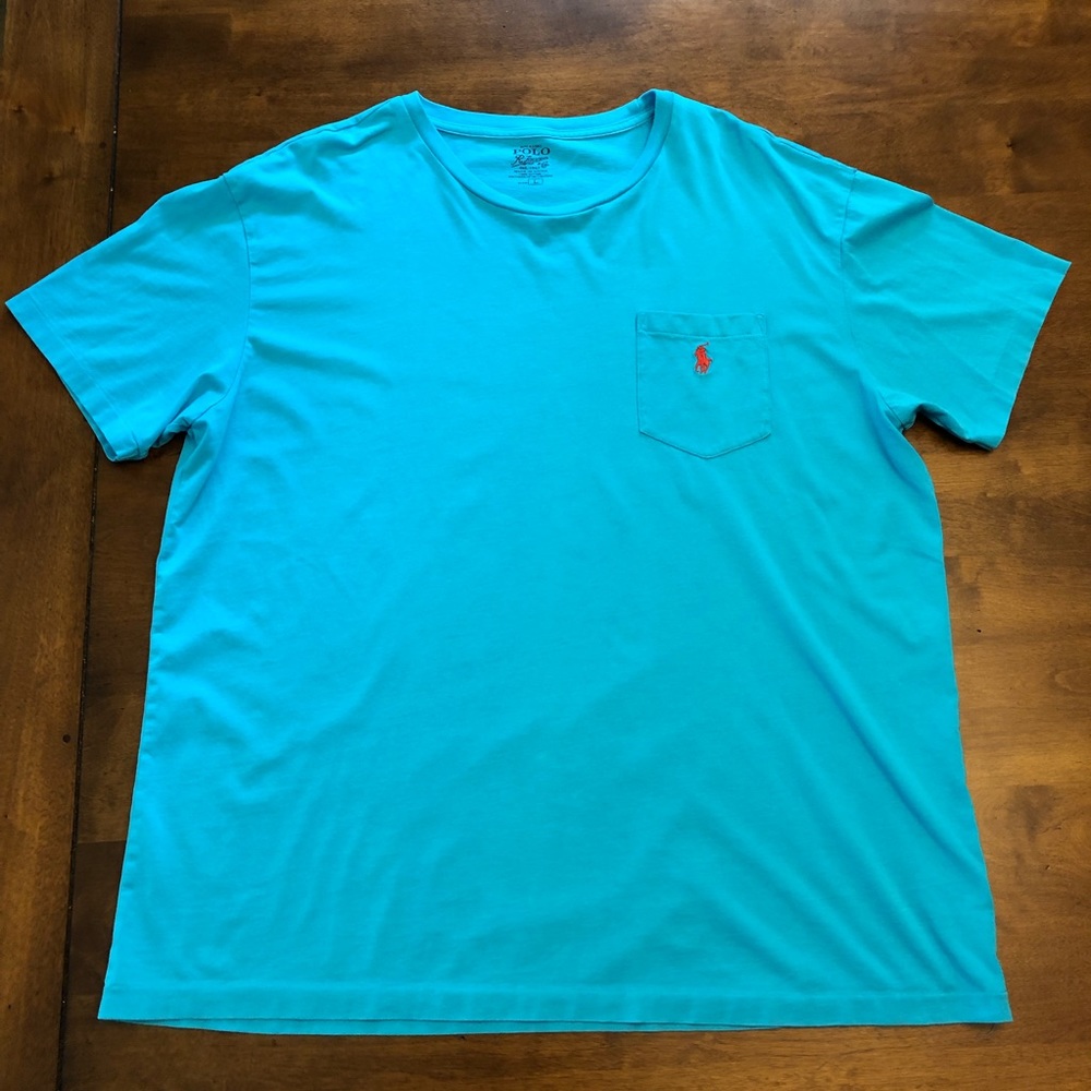 Men’s Ralph Lauren teal shirt with front pocket L